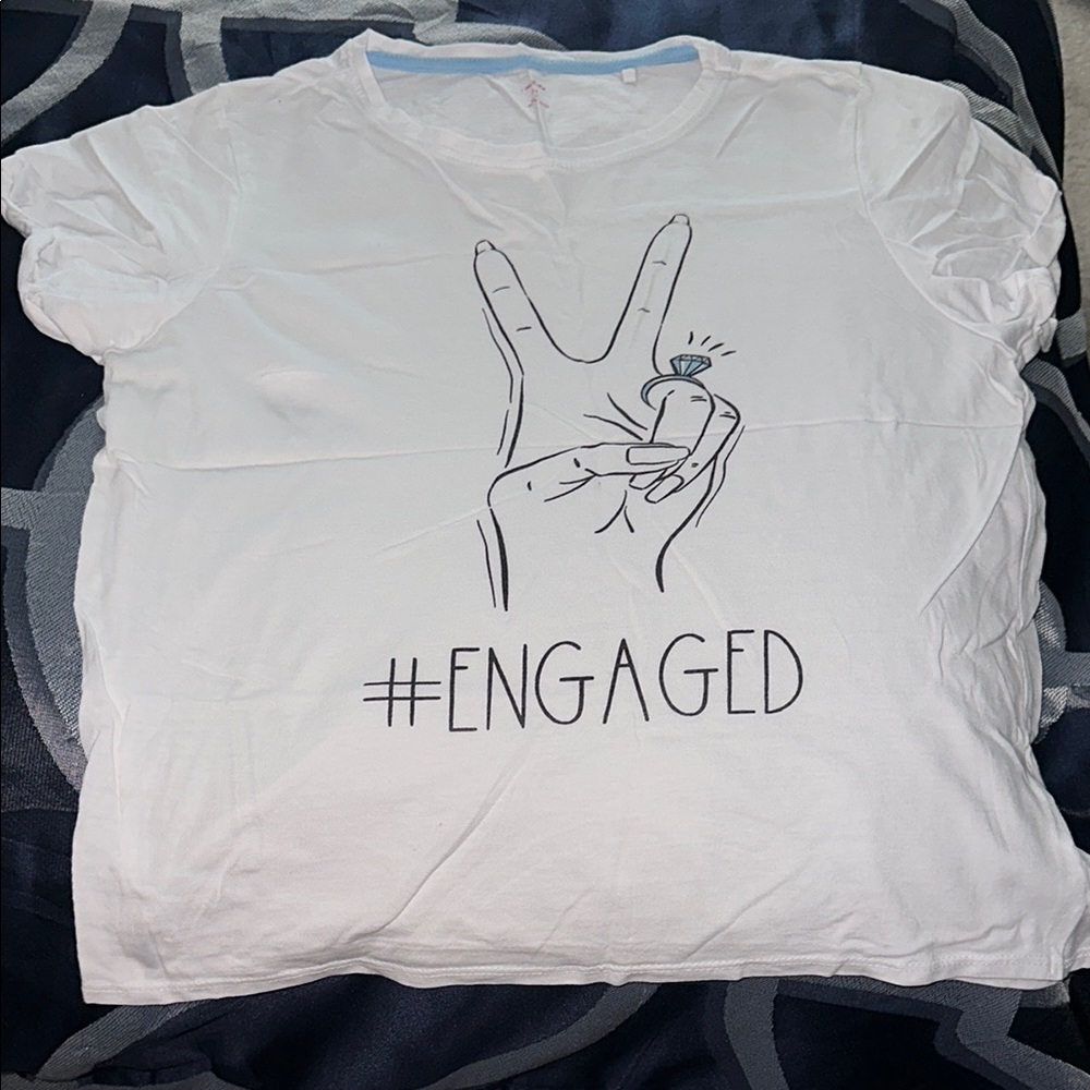 White Graphic Tee with #ENGAGED Print